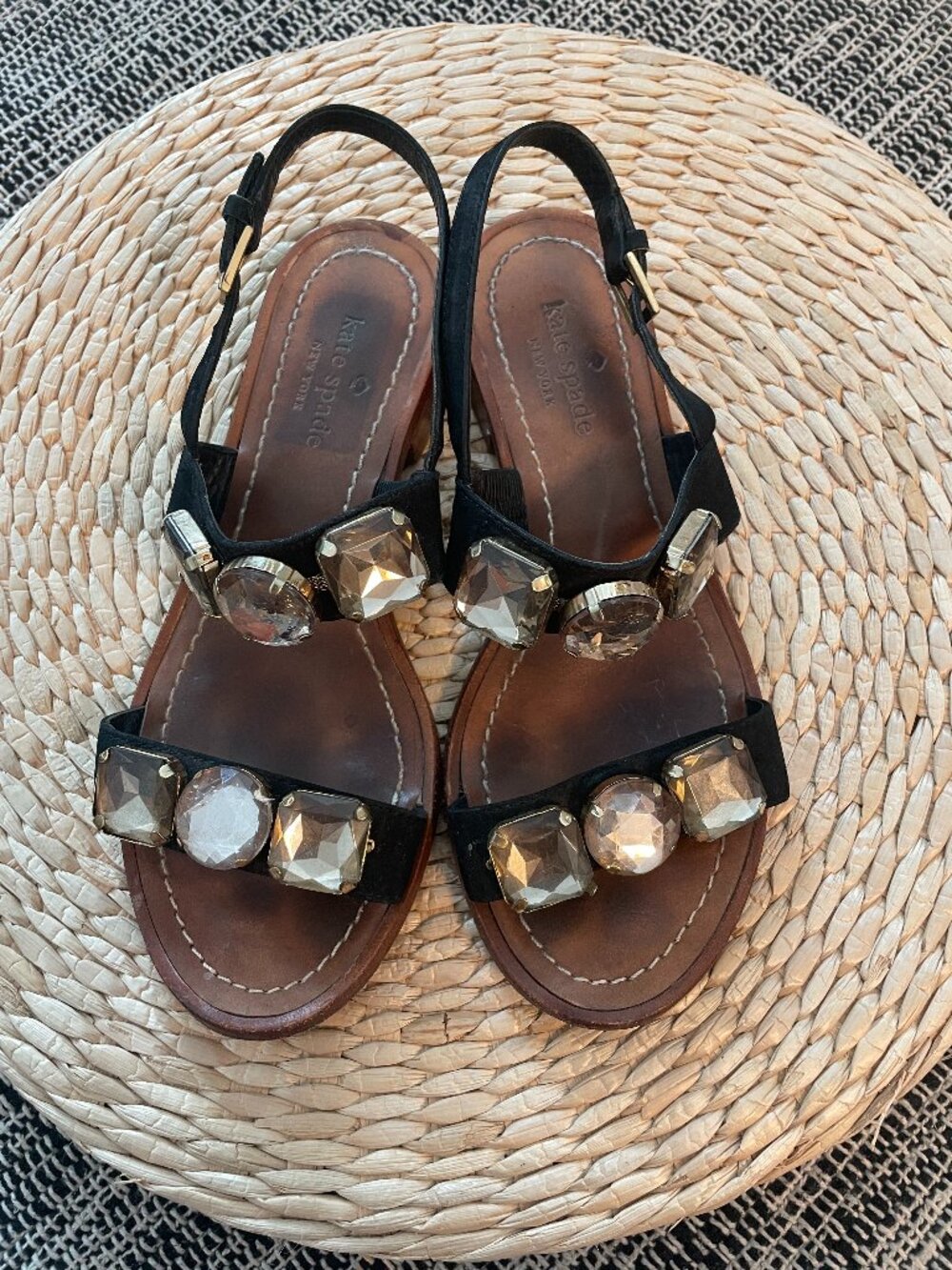 Kate Spade Black Jeweled Slingback Sandals Size 6M